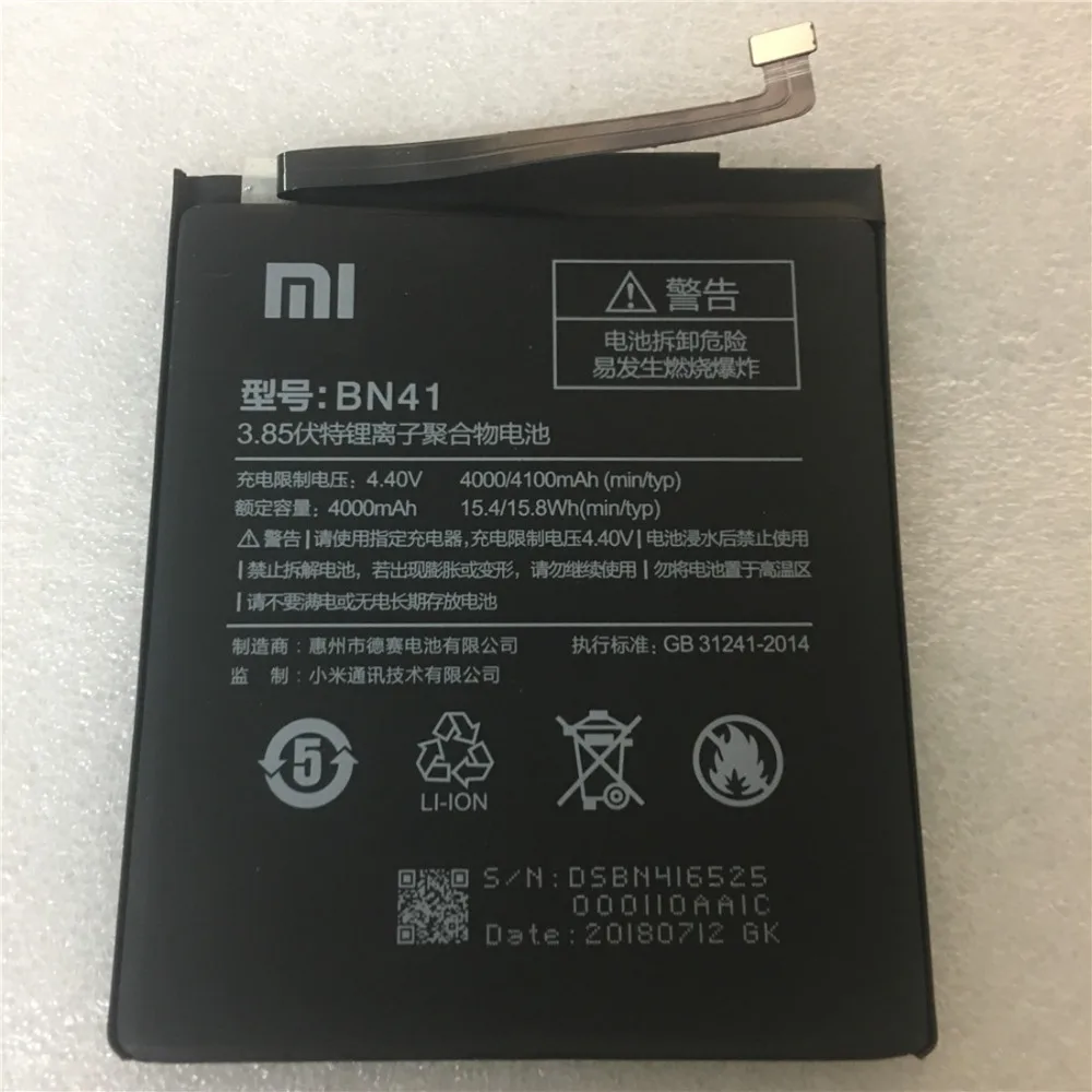 Новинка для Xiao mi BN41 батарея для Xiaomi Redmi Note 4 Hong mi Note4 4000 мАч Оригинальные аккумуляторы для мобильных телефонов