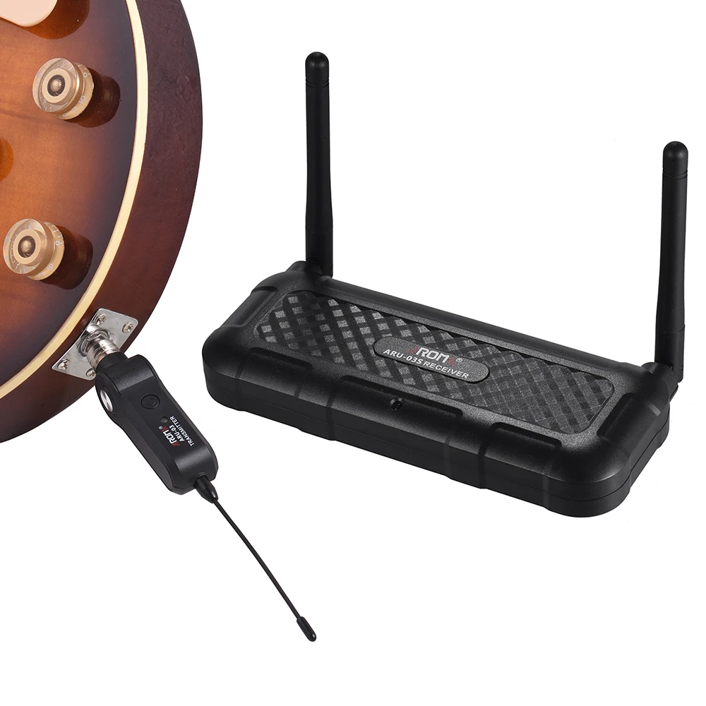 

AROMA ARU-03S UHF Wireless Guitar Audio Transmission System Transmitter Receiver True Diversity Built-in Battery Max. 20M Range