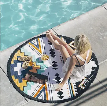 

150CM*150CM Beach Towel Summer Large Microfiber Printed Big Round Circle Mat