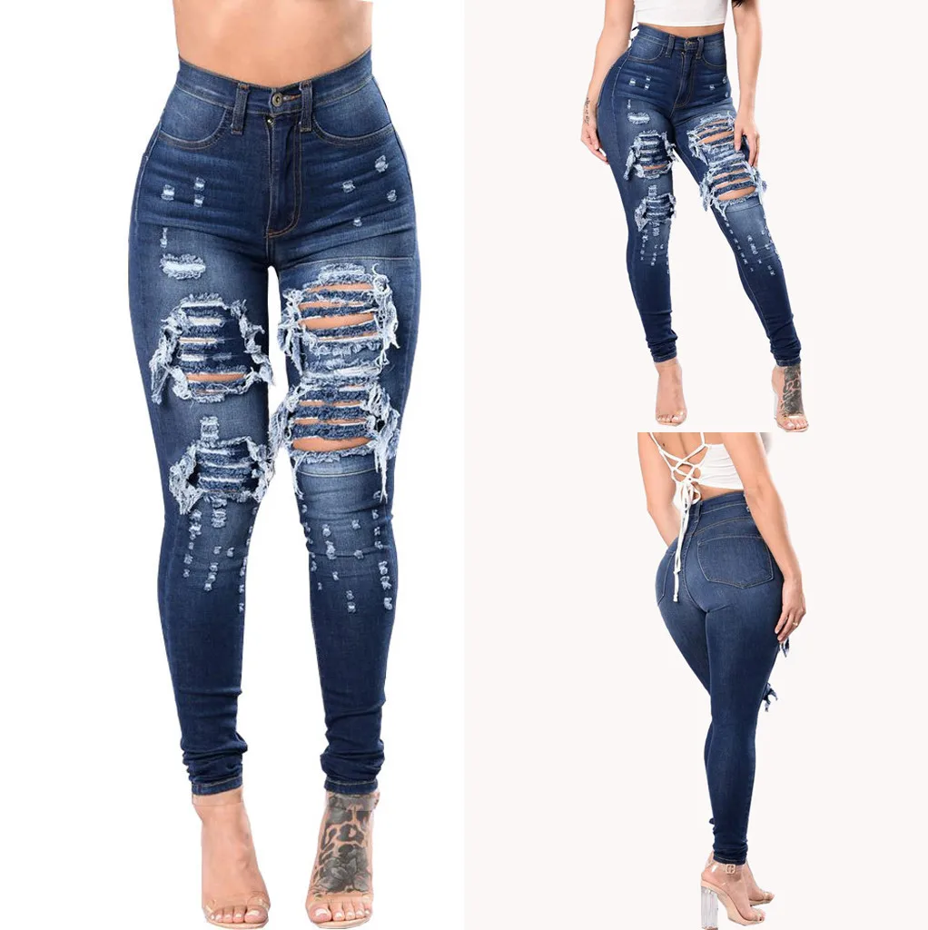 push up ripped jeans