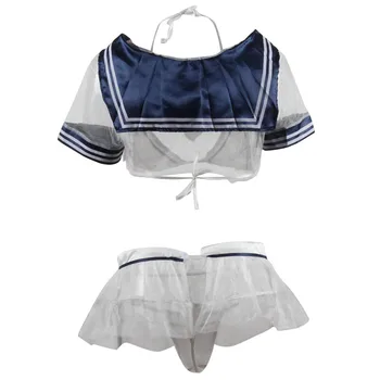 

Sailor Student Mesh Transparent Bikini Sexy School Uniform Schoolgirl Bikini Set Sexually Underwear Women Japanese Lingerie