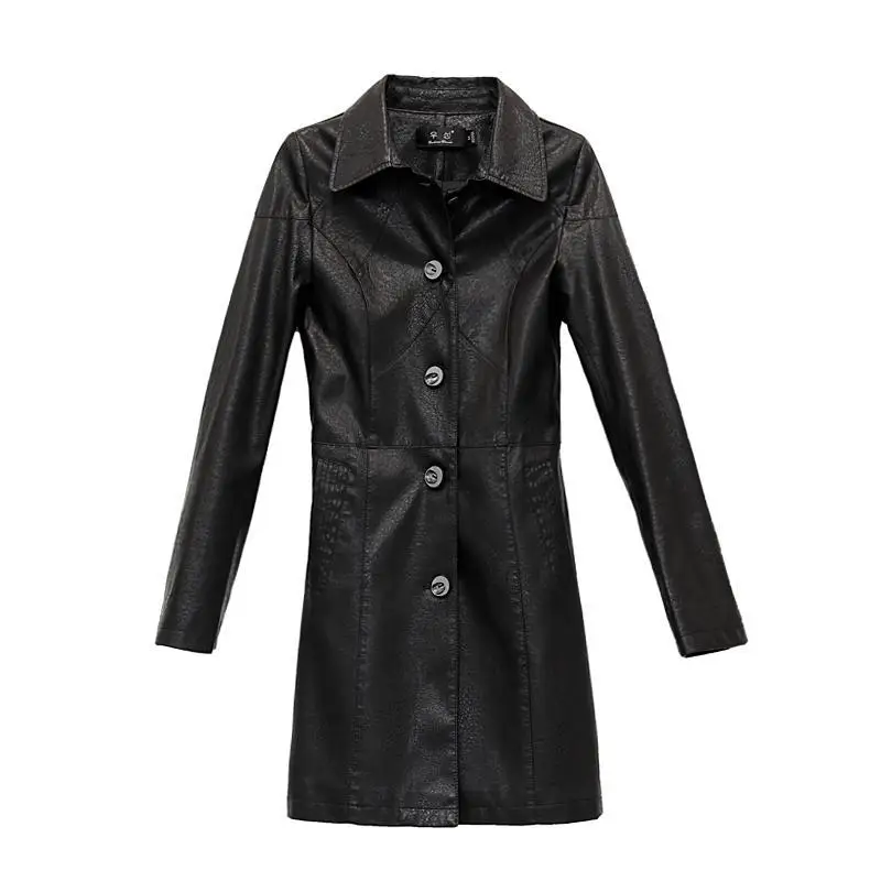 New Women Sheepskin Vintage Genuine Sheep Leather Jacket Lady Spring Turn-down Collar Single Breasted Long Plus Size Slim Coats