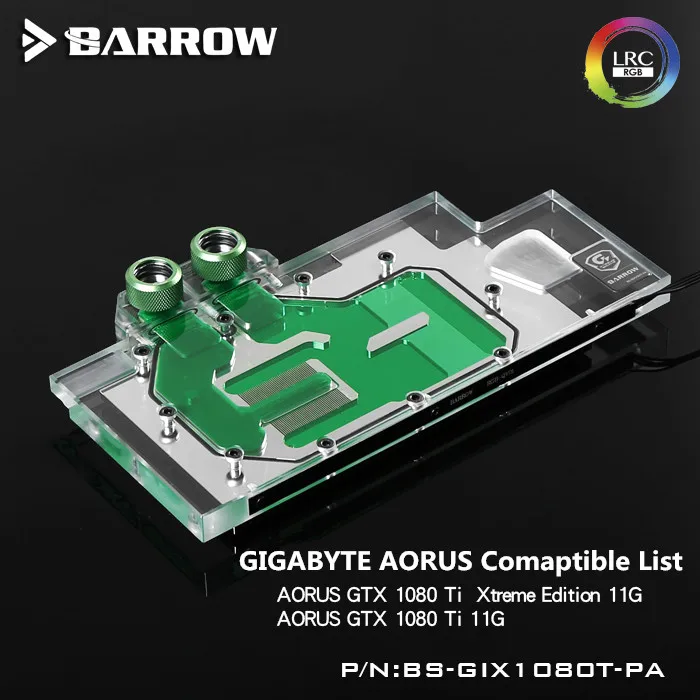 Барроу GIGABYTE AORUS GTX1080TI GPU водный блок Aurora полный охват BS-GIX1080T-PA