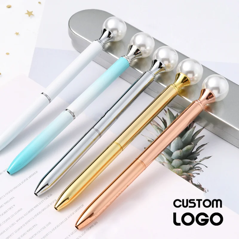 

1pc New Kawaii Pearl Gem Ballpoint Pen Fashion Girls Metal Pens Creative Multicolor Gift Pens Lettering Office School Stationery