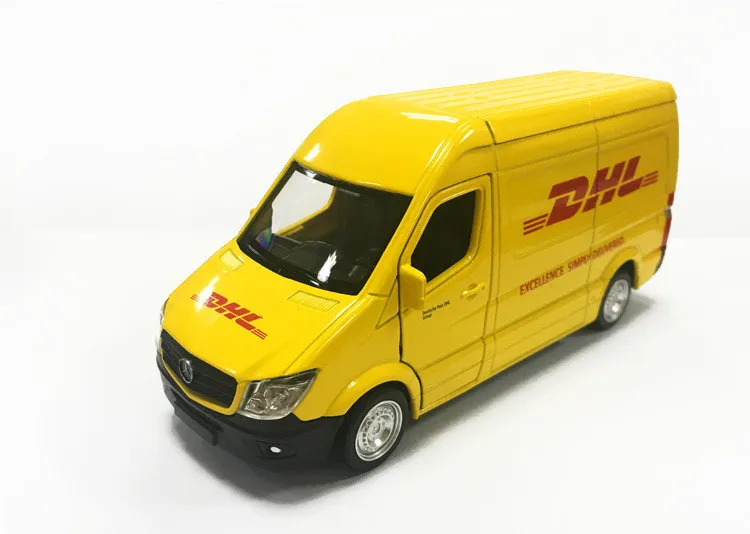 Игрушечный автомобиль из сплава, грузовик, DHL, 1:36, мини-автомобиль, копия, Авторизованная оригинальной фабрикой, модель, коллекция игрушек