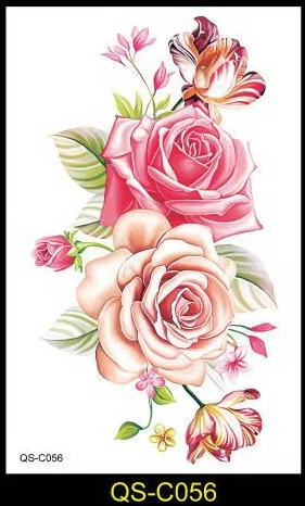 1 шт индийские арабские Поддельные Временные татуировки наклейки розы цветы татуировка на руку, плечо водонепроницаемый ledy женщины большие на тело QS-C056 - Цвет: C056