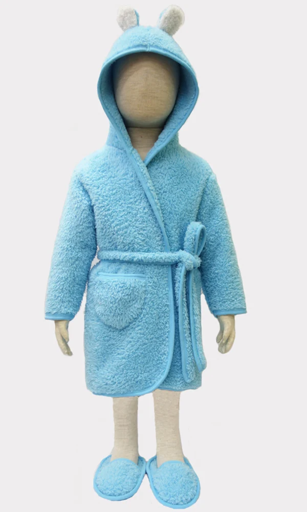 Детская одежда для сна комплект одежды для малышей из кораллового флиса банный халат+ обувь комплект из 2 предметов пижамы для новорожденных мальчиков халат для девочек - Цвет: Небесно-голубой