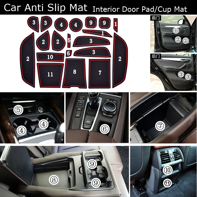 

free shipping!!!20pcs/set For BMW X6 2015-2018 3D Rubber Car Mat Car Anti Slip Mat, Non-slip Mats Interior Door Pad/Cup Mat