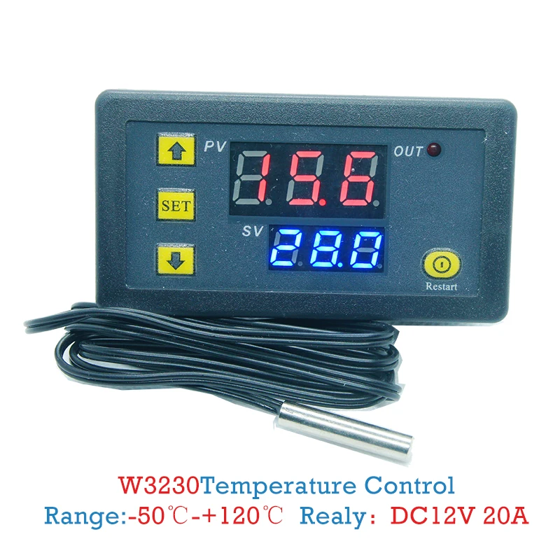 W3230 20A 12 V термостат регулятор температуры цифровой нагревательные инструменты