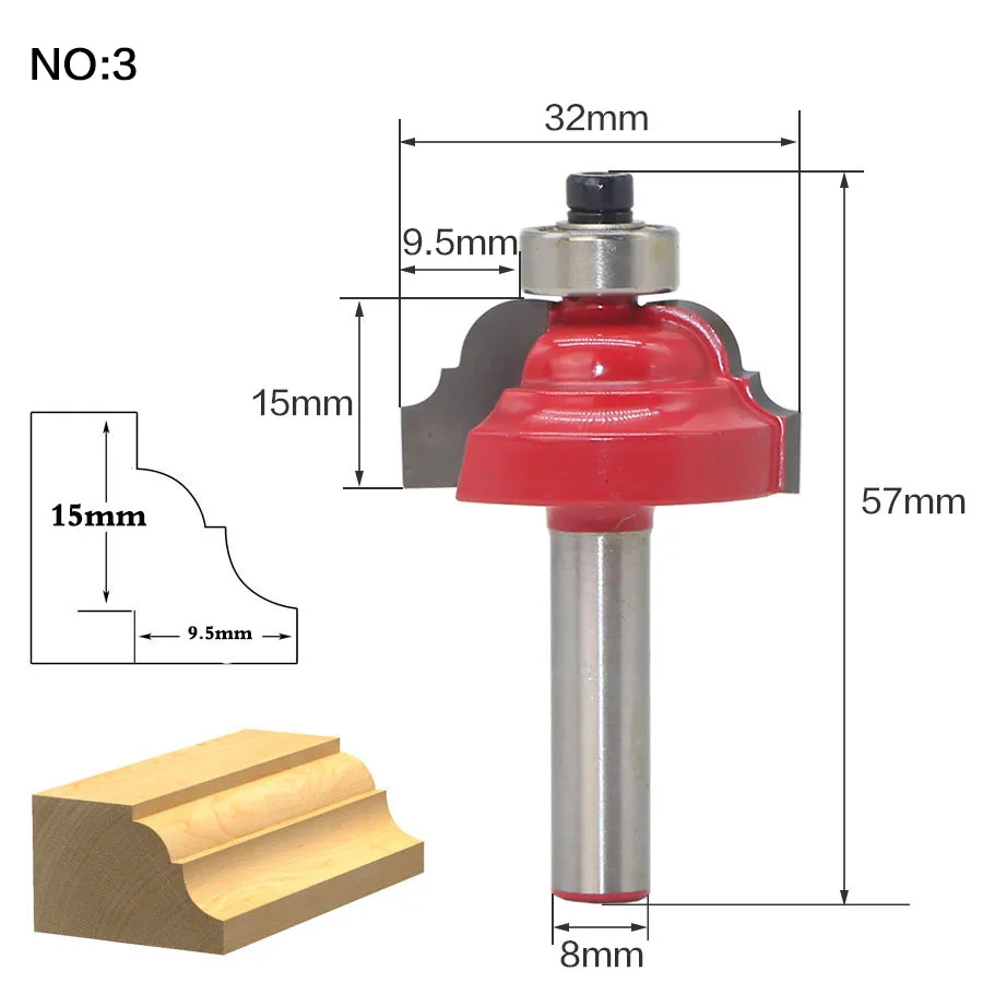 1 шт. 8 мм хвостовик древесины маршрутизатор бит прямой Концевая фреза триммер очистка заподлицо отделка угловая круглая бухта коробка биты инструменты фреза - Длина режущей кромки: NO3