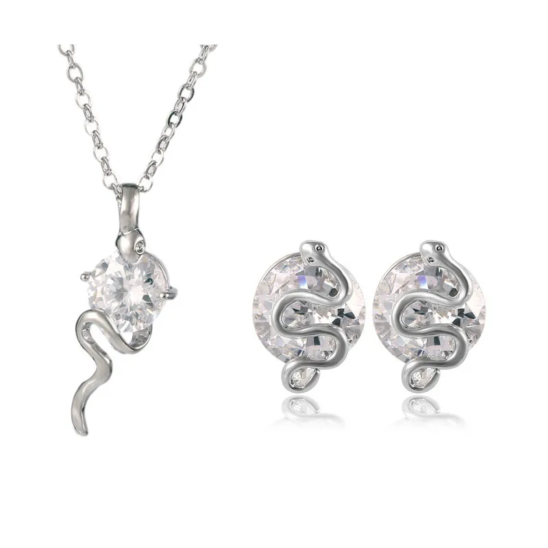 

snake jewelry set cubic zirconia necklace set animal jewellery set fashion trendy bijoux