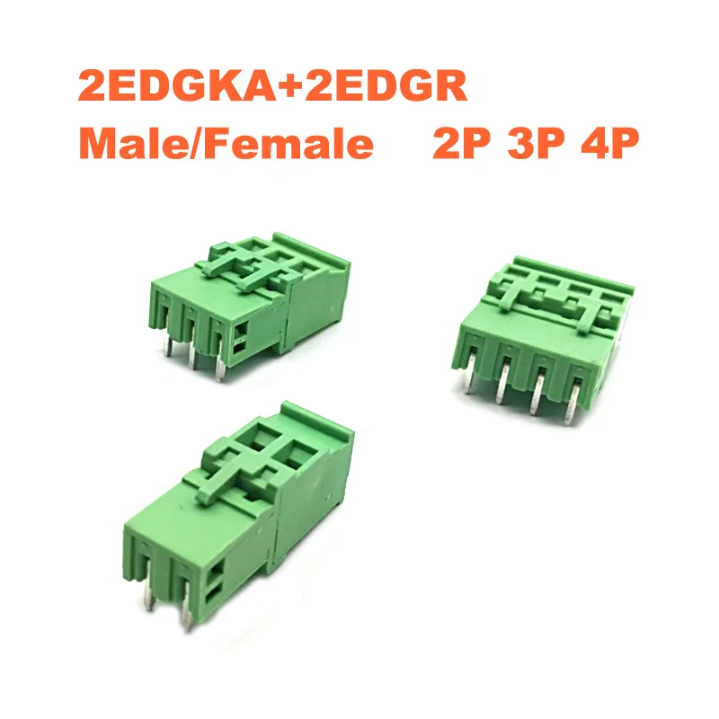 50 наборов шаг 5 08 мм 2P 3P 4P винтовой штекер Клеммная колодка PCB 2EDGKA 2EDGR прямоугольный