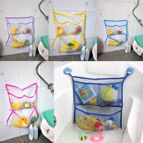 

2016 Home Bathroom Suction Net Bag Bath Baby Kid Storage Organizer Tidy Toy bag  8OKM