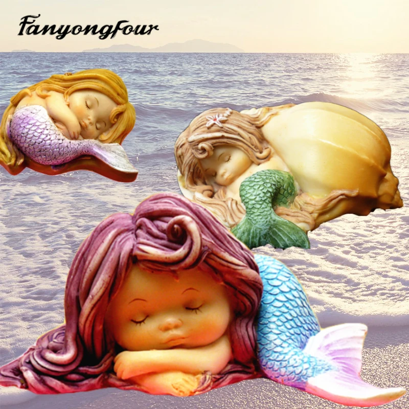 

3D Mermaid Silicone Mold Fondant Cake Mold Resin Gypsum Chocolate Candle Mold Free Shipping