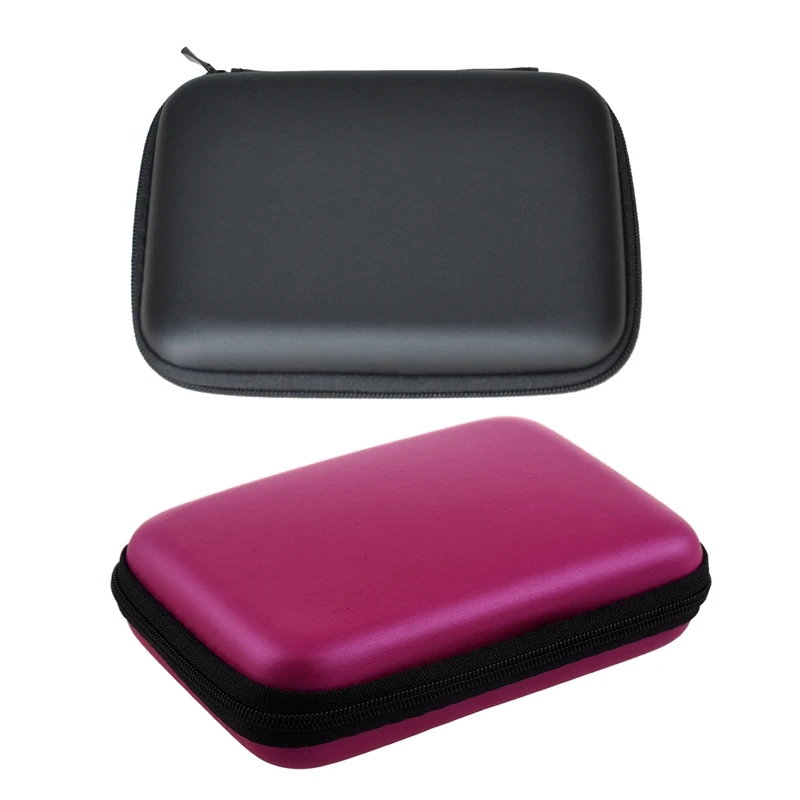 

2 PCS Portable Hard Disk Drive Shockproof Zipper Cover Bag Case 2.5 inch HDD Bag Hardcase Black & Rose Red