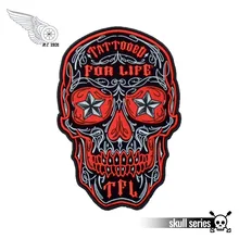 Красная Татуированная для жизни мотоциклетная вышивка железная нашивка череп Заказные панк байкерские наклейки