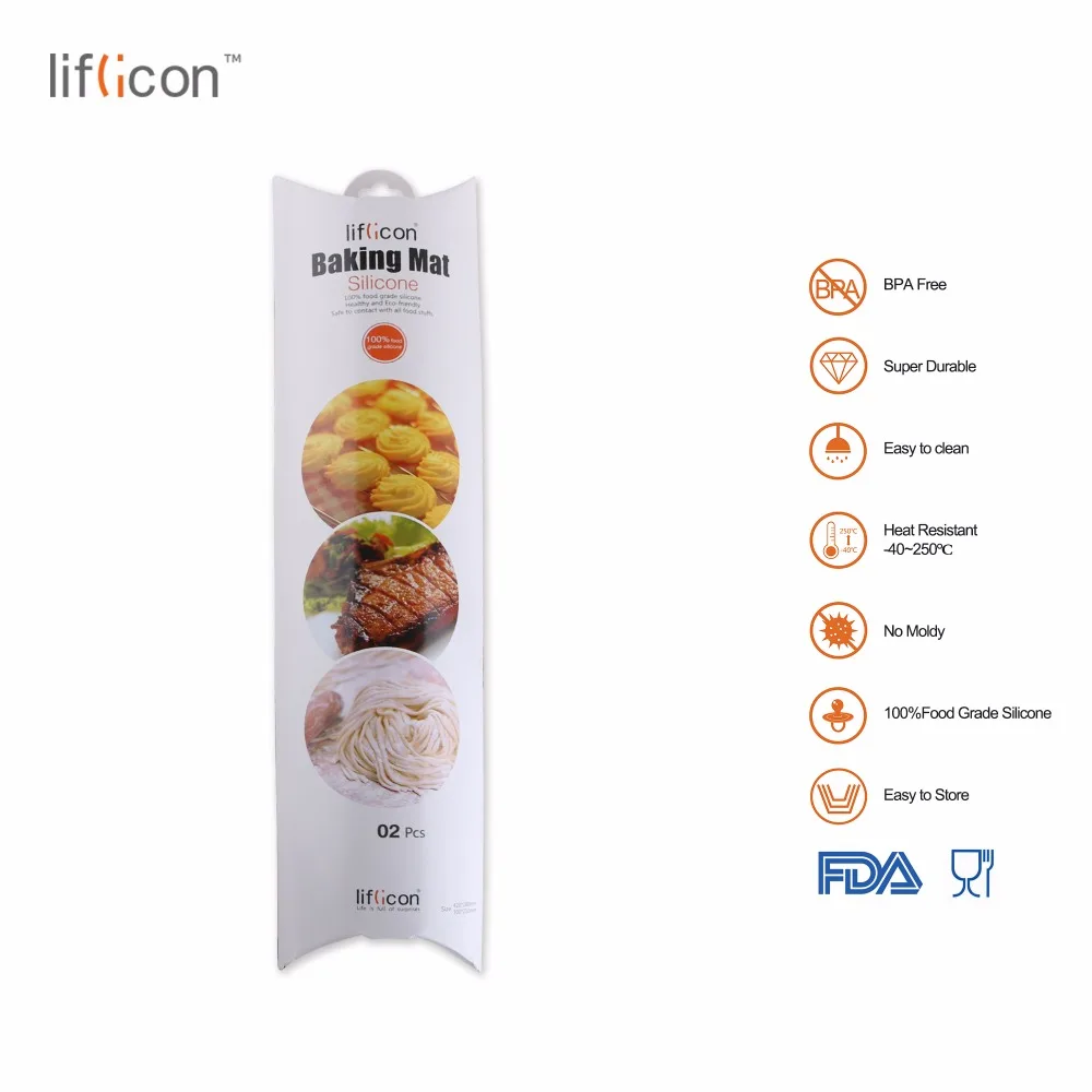Liflicon нескользящий Силиконовый коврик для выпечки набор из 2 ковриков теста