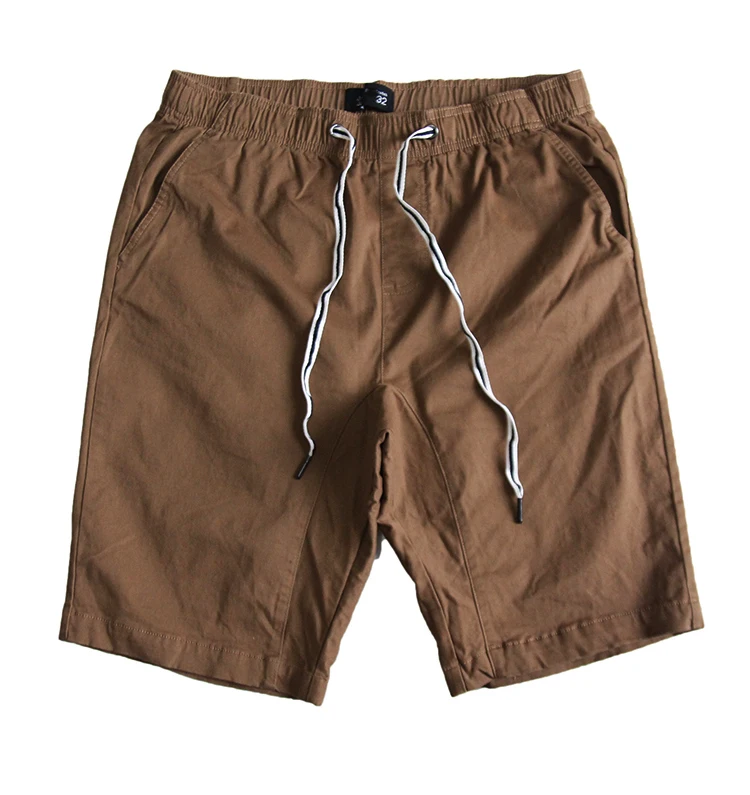 Коричневые мужские шорты летние Промытые и отшлифованные хлопковые короткие с высокой талией размера плюс эластичные повседневные до колен