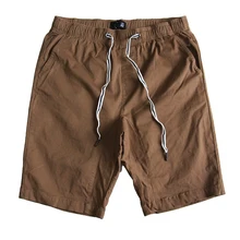 Коричневые мужские шорты летние Промытые и отшлифованные хлопковые короткие с высокой талией размера плюс эластичные повседневные до колен