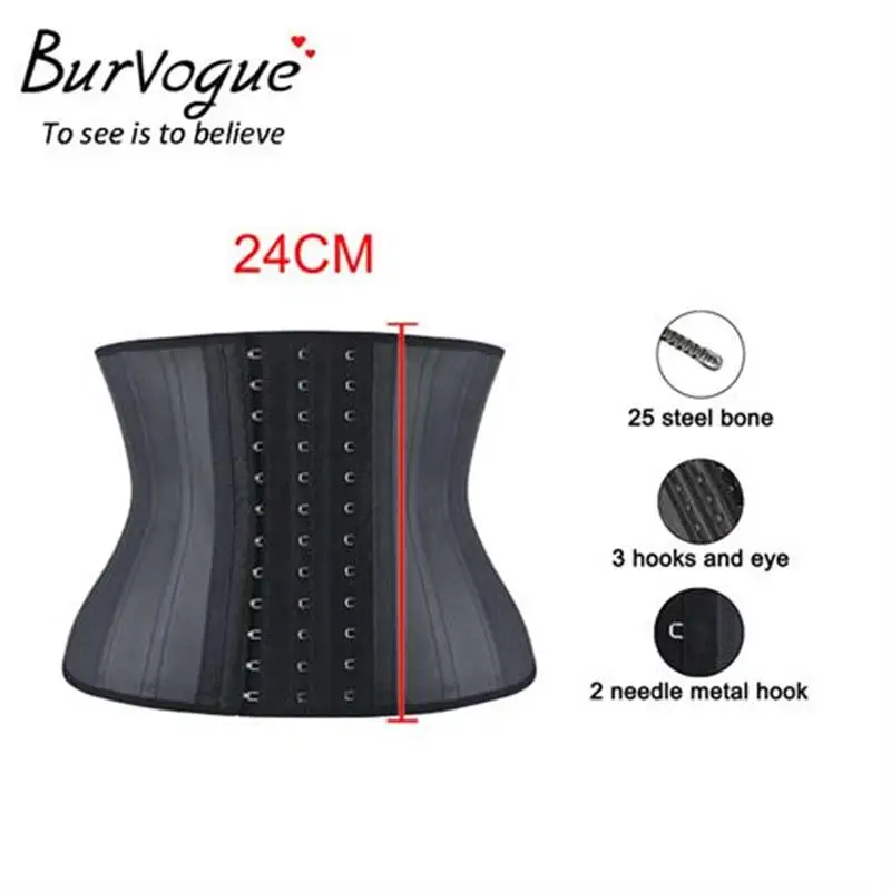 

Burvogue Women Plus Size 25 Steel Boned Short Torso Corsets Latex Waist Trainer Corsets Slimming Underbust Corsets and Bustiers