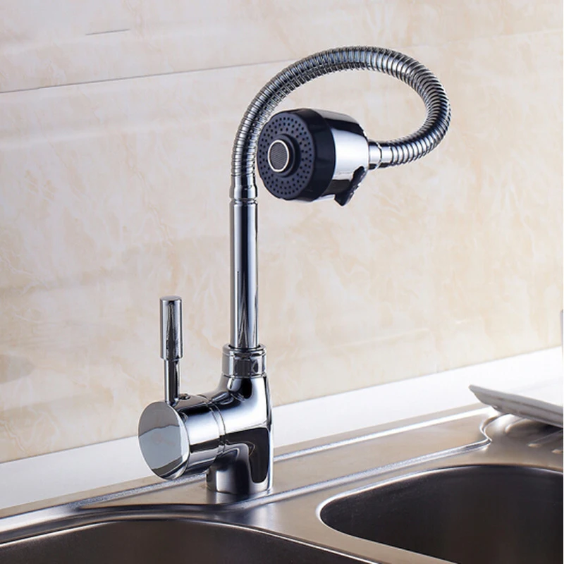 Universal Rotating Tip Three-way Hot and Cold Water Faucet Kitchen Sink Faucet
