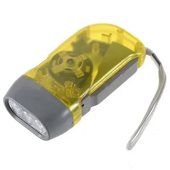 

LNHF Yellow 3 LED Hand Press No Battery Wind up Crank Camping Outdoor Flashlight Light Torch