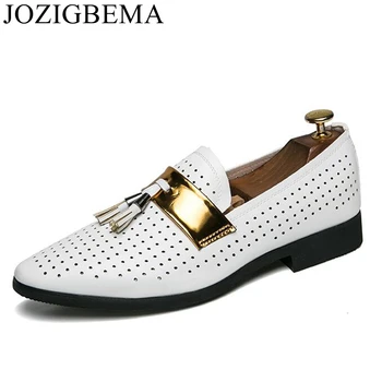 

JOZIGBEMA Luxury Brand Spring Summer Breathable Holes Men Shoes Casual Hollow Leather Fashion Trendy Men Flats Ankle Shoes