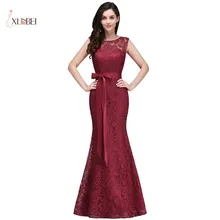 Элегантные черные кружевные Длинные вечерние платья русалки,, без рукавов, с бантом, с поясом, vestido longo, вечерние платья для выпускного вечера, vestido de festa