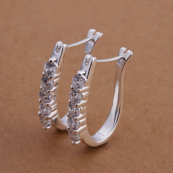 Earrings Silver Plated Trendy Jewelry U-Shape Wholesale Free Shipping oiuo LE312 | Украшения и аксессуары