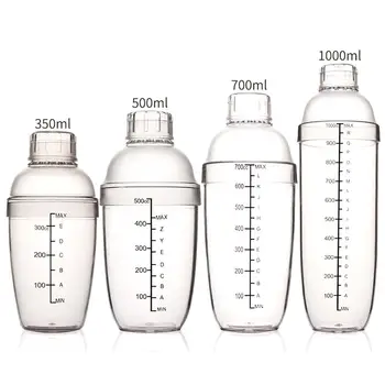 

350ml -1000ml Outdoor Transparent Good Grips Plastic No Rust Milk Tea Cocktail Shaker Mixing Cup Drink Mixer Bar Bartending Tool