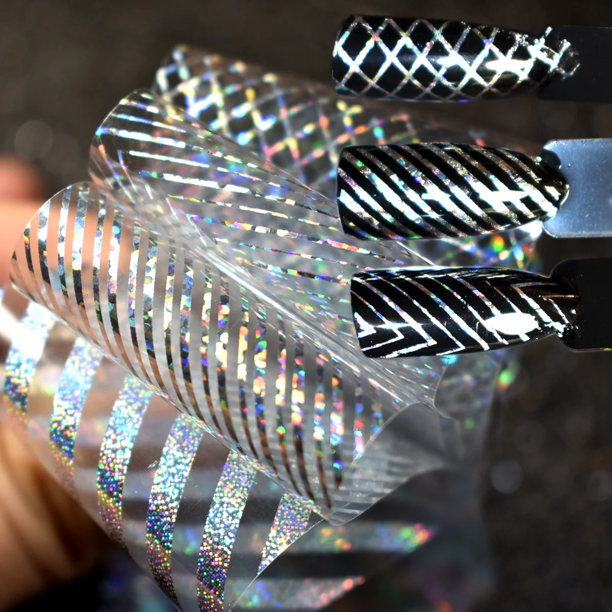 1 рулон стикер для ногтей с лазерной полосой|wrap nail|nail foilnail transfer |