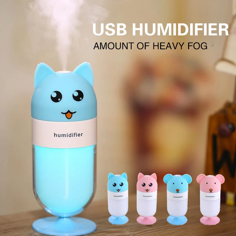 

Ultrasonic Air Humidifier For Baby Pregnant Cartoon Bear USB Essential Oil Diffuser LED Light Lamp Car Air Purifier
