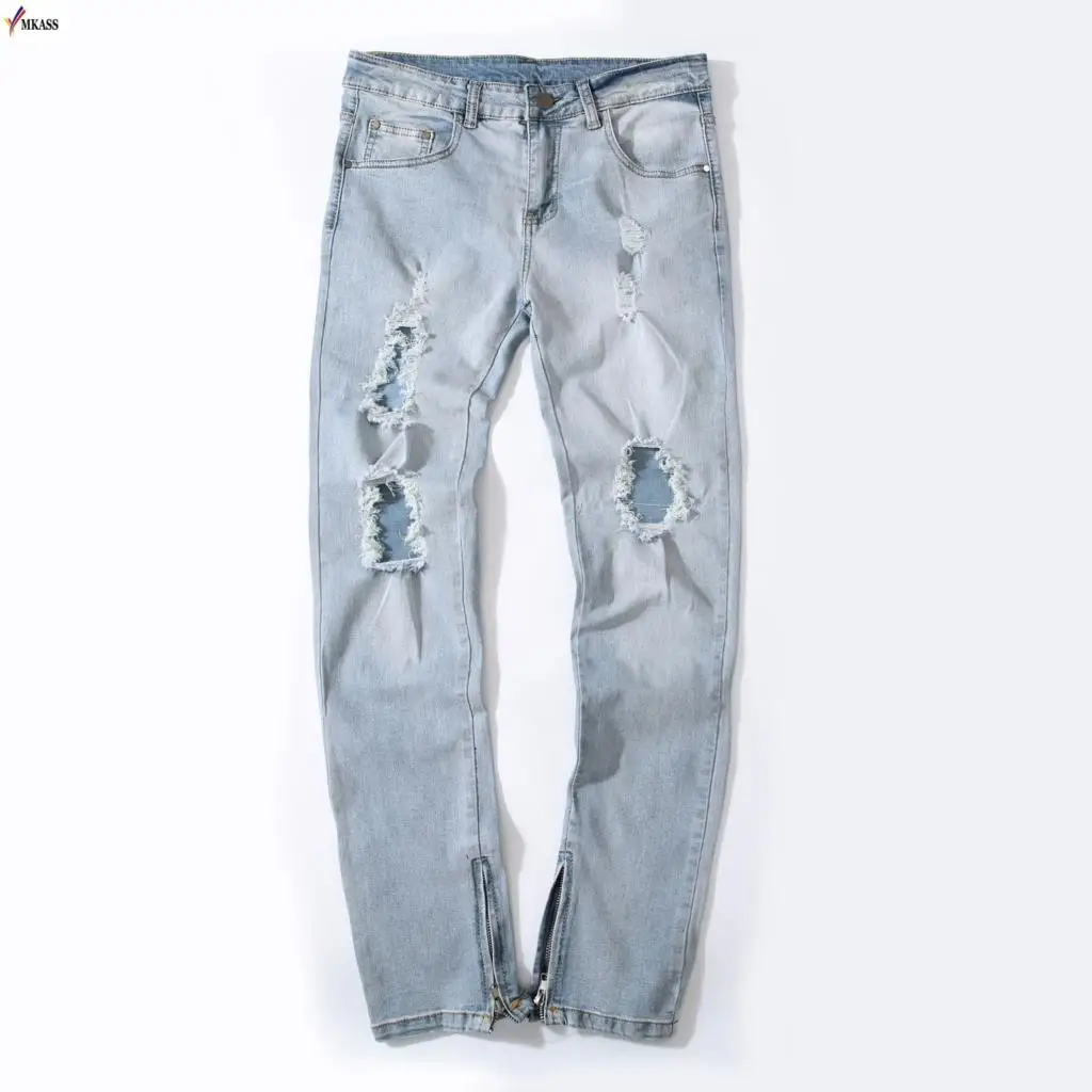 2018 New Brand Men Biker Jeans Ripped Denim Slim Fit Jean Pants Washed Designer Hip Hop Skinny Jeans With Holes Mens Trousers