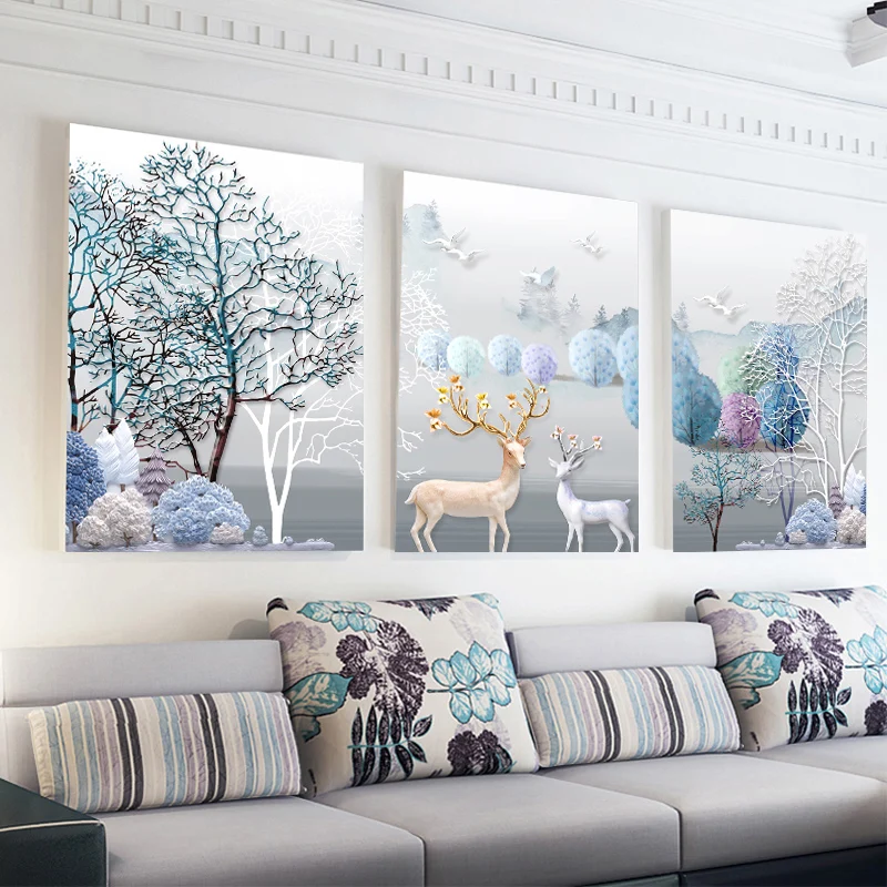 3pcs/set New Style Cross Stitch Painting Line Embroidery Great Wealth Elk European Style Embroidery Deer