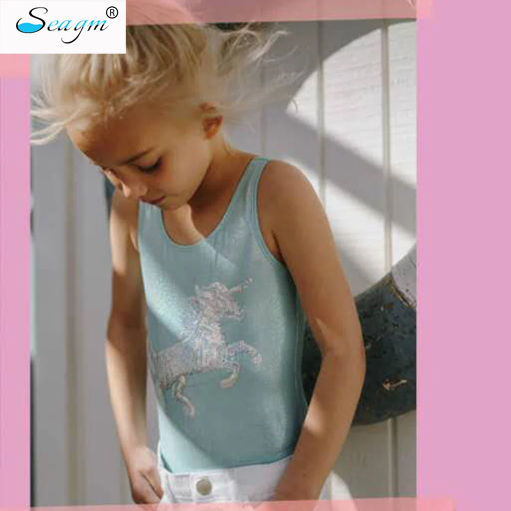 Seagm/слитный детский купальник для девочек от 3 до 8 лет с серебристыми блестками и единорогом, детский купальный костюм, слитный Блестящий купальный костюм 22