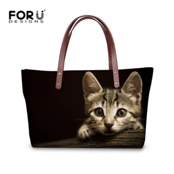 

FORUDESIGNS Cute Women Large Messenger Bags Women Handbags Animal Black Cat Pattern Female Vintage Tote Shoulder Bags Woman Bag