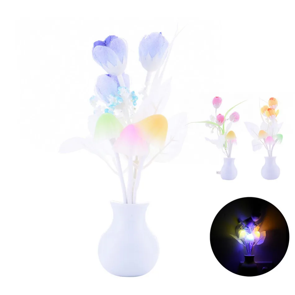 

LED Night Lamp Romantic Colorful Sensor LED Mushroom Night Light Lamp Cute Baby Home Decor Arbat Supply US Plug