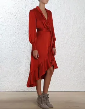 

New Style 2019 Dress Sexy Women Puff Sleeve Sashes Night Club Evening Deep V-neck Party Full Body con Dresses Wholesale