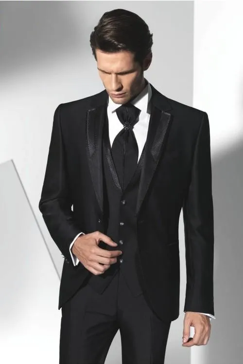

Brand New Groom Tuxedo Black Groomsmen Notch Lapel Wedding/Dinner Suits Best Man Bridegroom (Jacket+Pants+Tie+Vest) B529