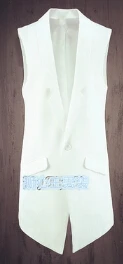 XS-4XL! Весенне-осенний Повседневный жилет большого размера средней длины мужской модный тонкий длинный жилет мужской сценический костюм певицы одежда - Цвет: Белый