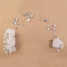 1 предмет Головные уборы хрустальная жемчужина ручной работы гребень для волос белого жемчуга и кристаллы для свадьбы повязка на голову ручной работы свадебные свадебное платье Accessories40