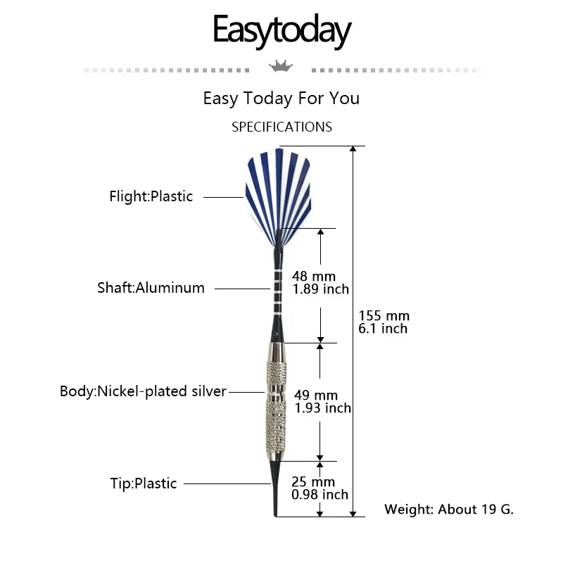 Easytoday 3 шт./компл. электронная Дротика 18 г мягкий наконечник профессиональные
