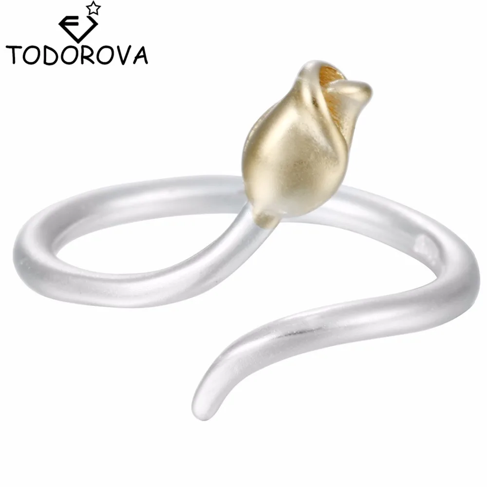 

Todorova Silver Adjustable Open Rings for Women Gift Romantic Rose Flower Bridal Wedding Band Rings Statement Jewelry
