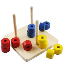 Wooden Montessori SensoryToys Baby Coloured Discs On 3 Dowels Educational Early Learning Toys For 3 Years Olds Kids E1864H