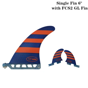 

Surf Longboard Fins Surfboard Single Fin 6" with FCS2 GL Fins Surf Blue/Red color Surfing Fin 6 Length