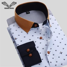 VISADA JAUNA Men Shirt Business Floral Cotton Design font b Long b font Sleeve Casual Brand