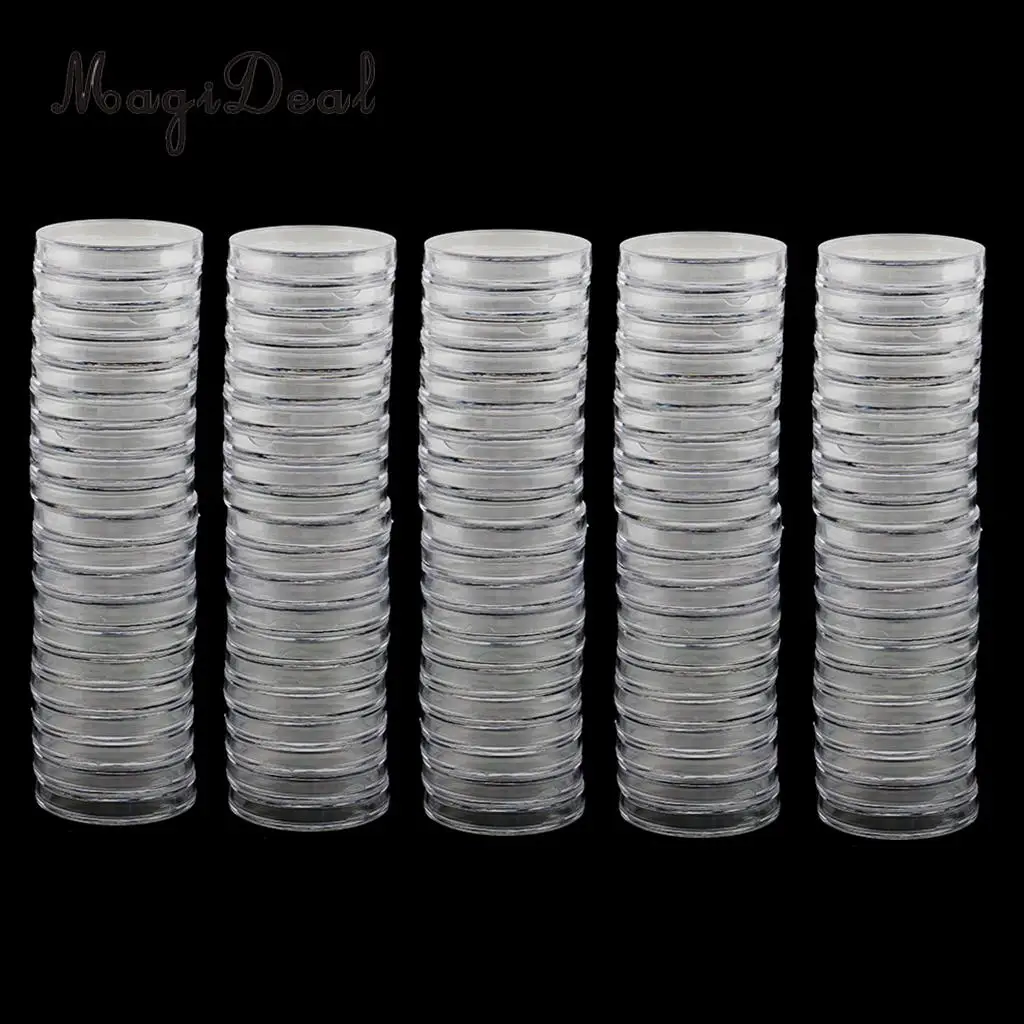 MagiDeal 200x Coins Display Case Clear Transparent Capsules Round Box 30mm/37mm for Collectors
