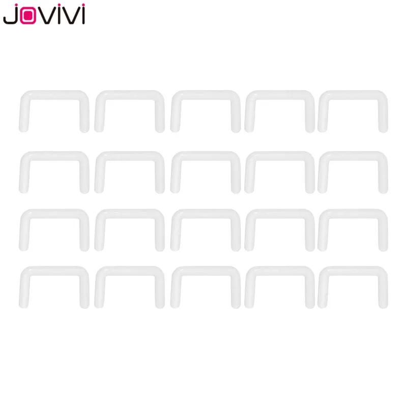 Jovivi 20 штук 14/16G Прозрачный биофлекс, кольца для пирсинга перегородки носа кольца фиксаторы гибкое акриловое кольцо для носа фиксатор u-образный пирсинг шкура ювелирные изделия - Окраска металла: 20pcs 16G