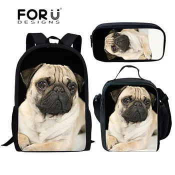 

FORUDESIGNS School Backpack Cute Pug Dog Print School Bags for Girls Boys Animal Kids Backpack Children Satchel Bookbag Teenager