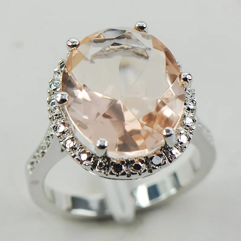 Модное женское кольцо из серебра 925 пробы Morganite F974 Размер 6 7 8 9 10|ring basketball|ring pinkring